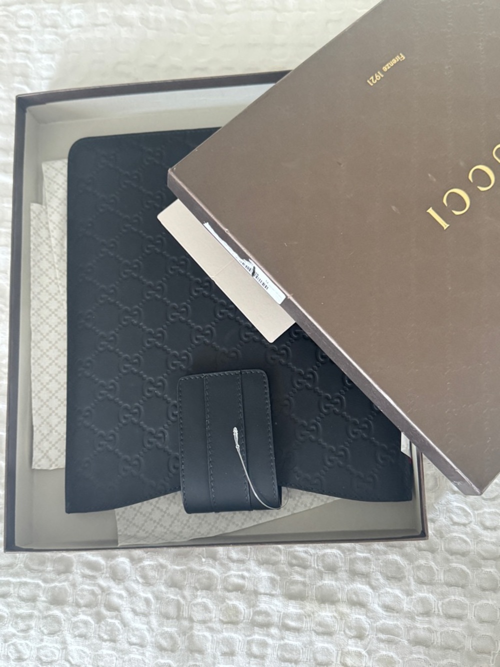 Gucci Black Embossed I pad case New in box